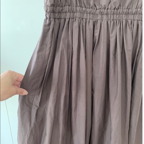 Matteau Gathered Brown Cotton Poplin Maxi Dress - Picture 7 of 15